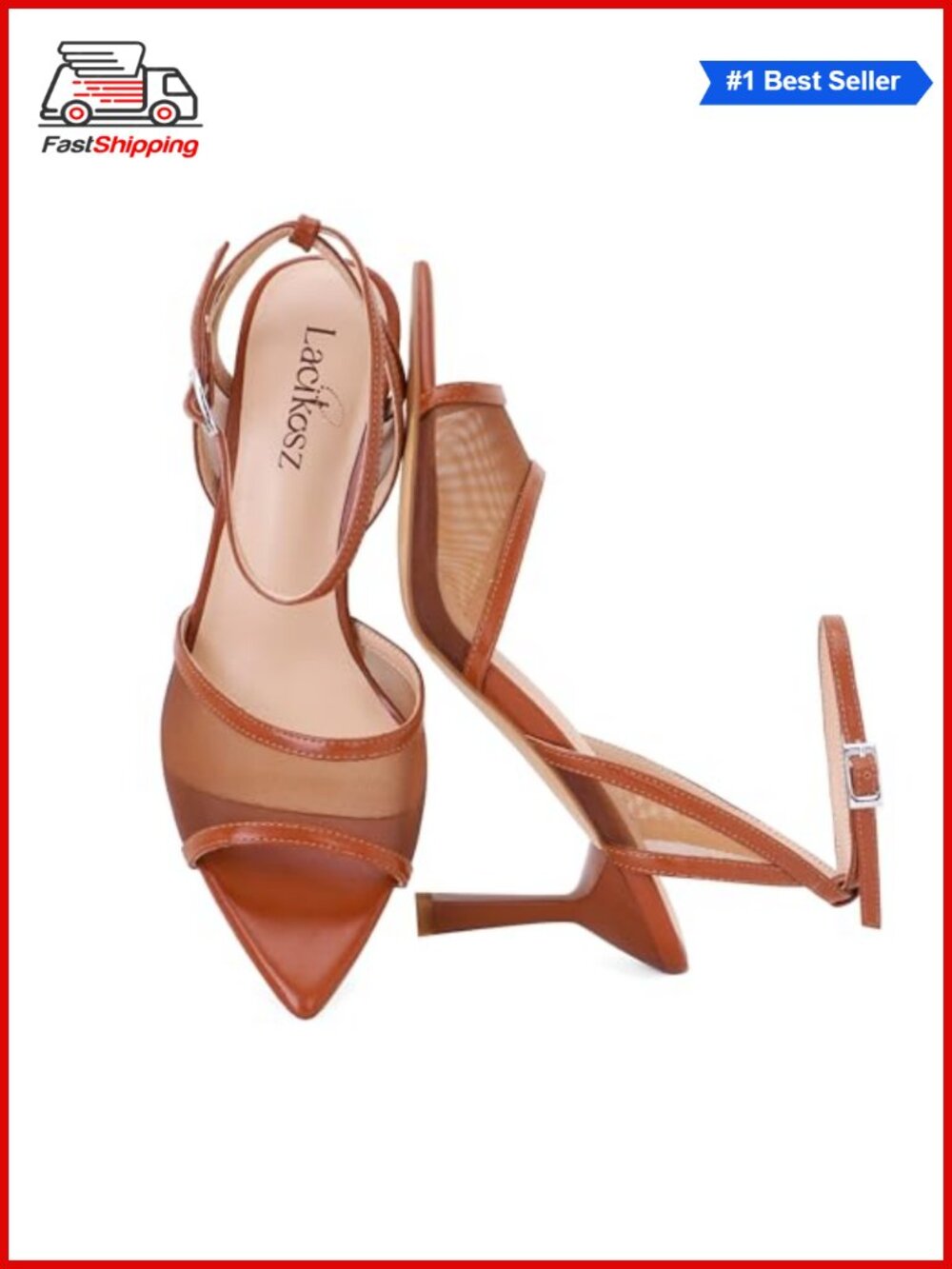 Strappy Sandals Women Mesh 3 Inch Stiletto Heels Square Toe Comfortable